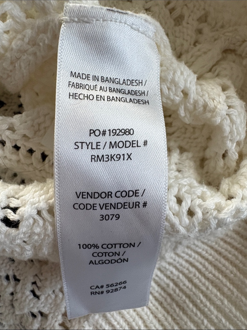 Splendid Brenda Cardigan Cream Open Pointelle Knit Cotton Sweater Size M EUC - Picture 9 of 9